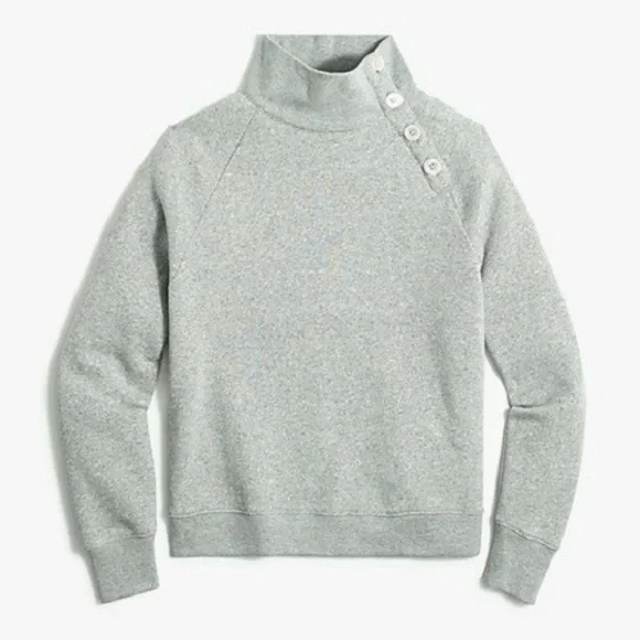 J.Crew wide collar, pullover sweatshirt with button detail in cloudspun fleece - Picture 1 of 9